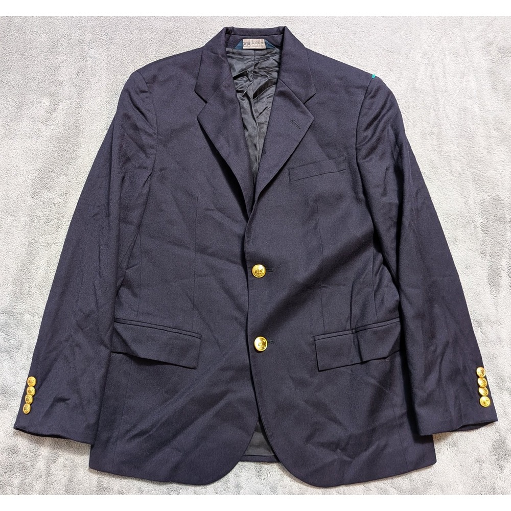 Polo Ralph Lauren Womens 16 Blazer Navy Blue Gold Buttons Made In Italy Wool